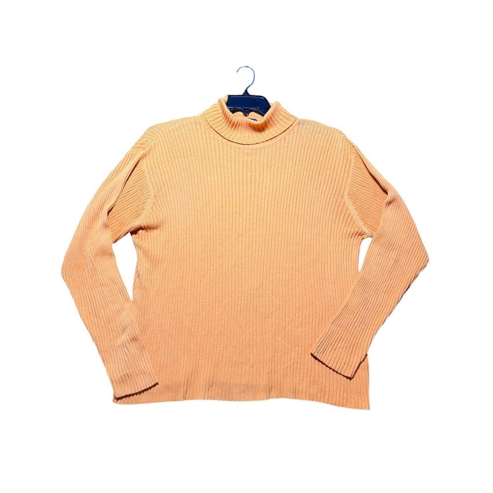 Designs & Co Lane Bryant Turtleneck Sweater Women 22/24 Orange Ribbed Knit